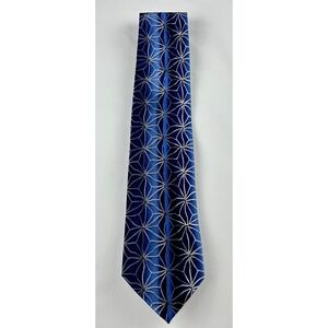 J. Garcia Silk Tie Aztec Objects Blue Geometric Pattern Made USA Mens